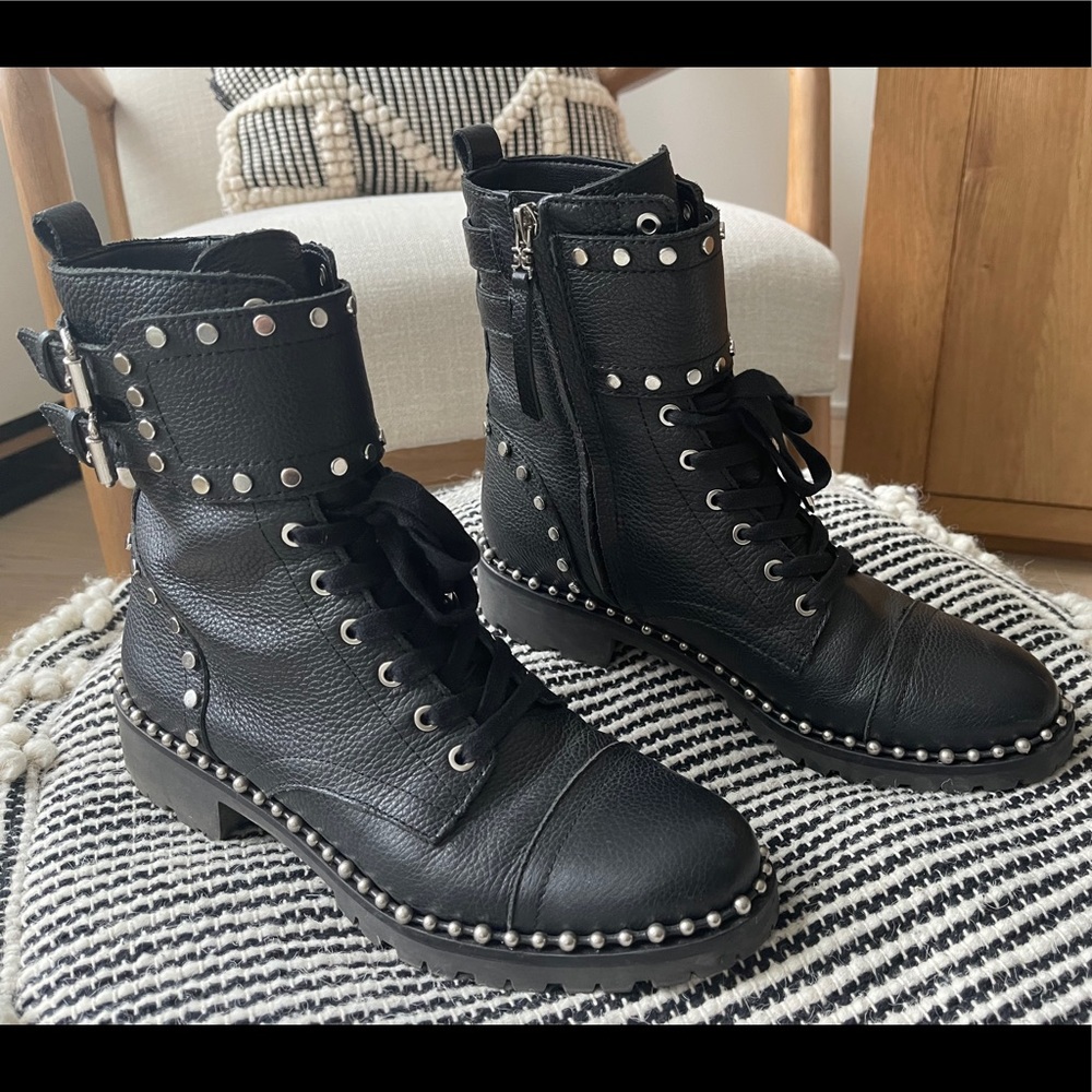Sam Edelman combat boots with beaded trim